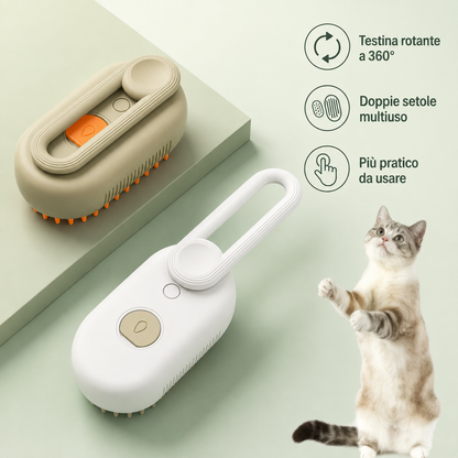 MagicBrush™ - La Prima Spazzola Intelligente a Vapore per Cani e Gatti (Senza Stress)