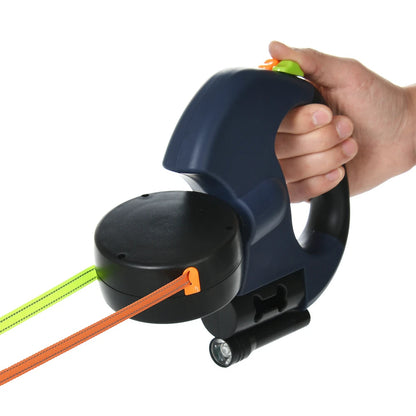 DuoPaws™ - 360° Retractable Dual Dog Leash with LED Light