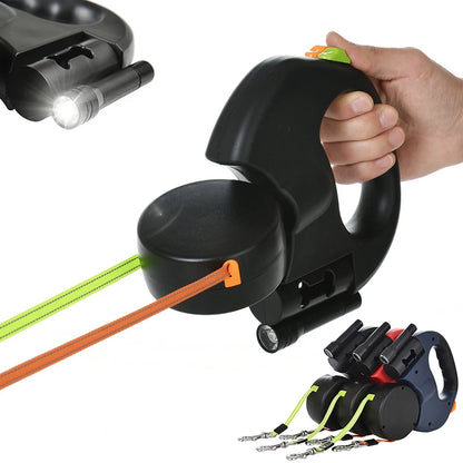 DuoPaws™ - 360° Retractable Dual Dog Leash with LED Light